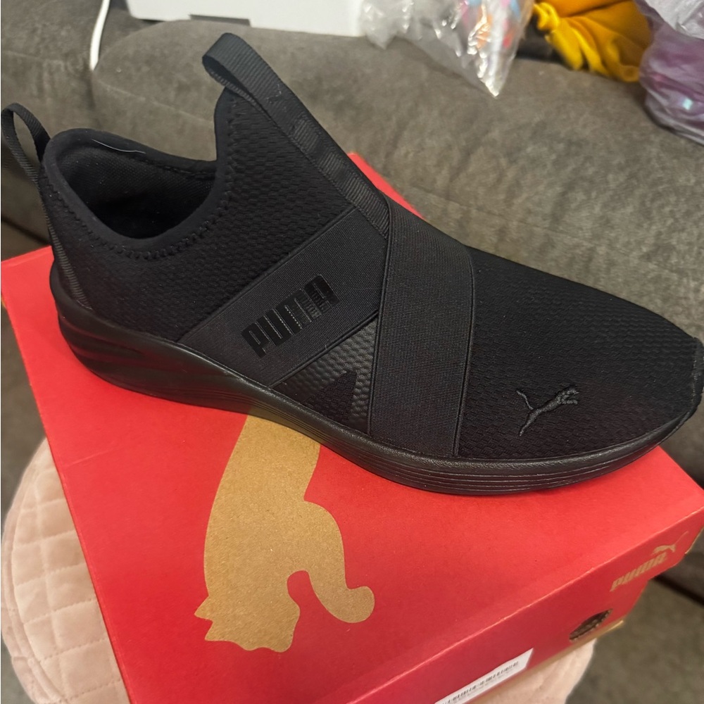 PUMA All-Black Slip-On Shoes